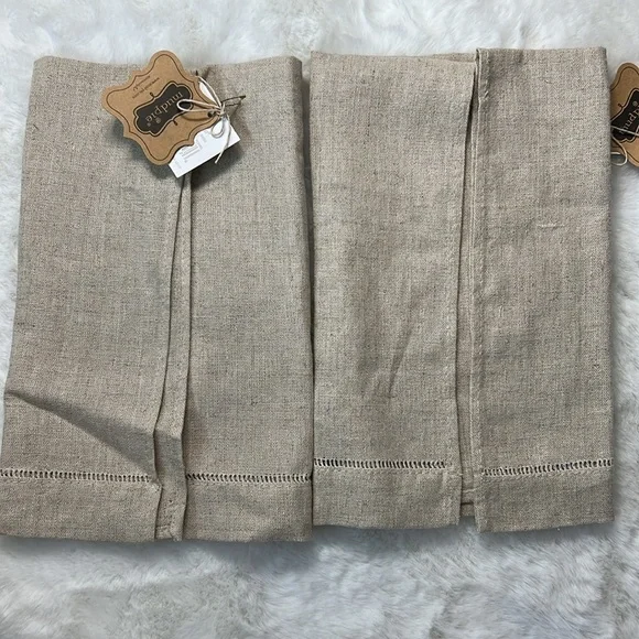 MUDPIE Set 2 Holiday Hand Towels NEW Linen Embroidery FrenchKnot Cheer Christmas - Picture 10 of 13